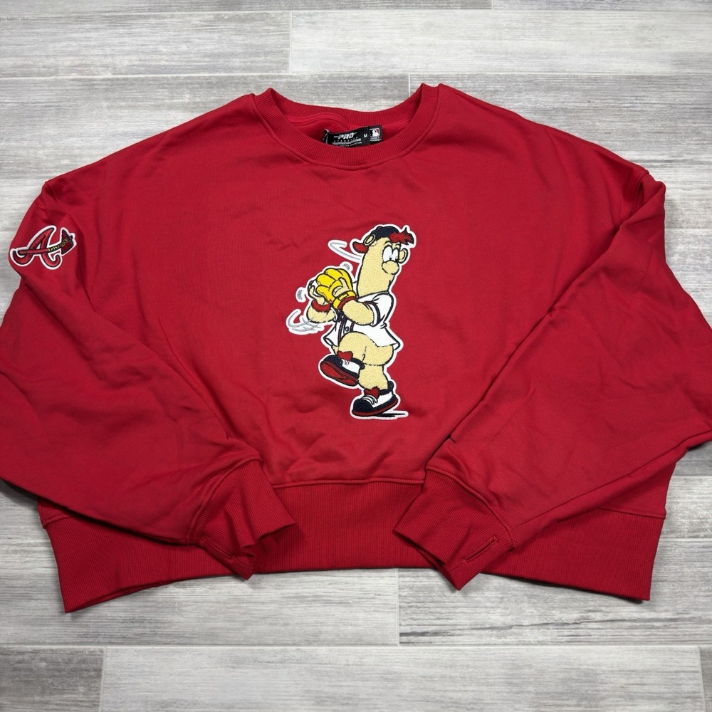 Pro Standard Atlanta Braves MLB Women's Medium Red Cropped Boxy Sweatshirt New